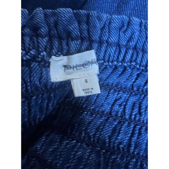 New Anthropologie Pilcro Smocked Jumpsuit Size Small Wide Leg Blue - Picture 11 of 11